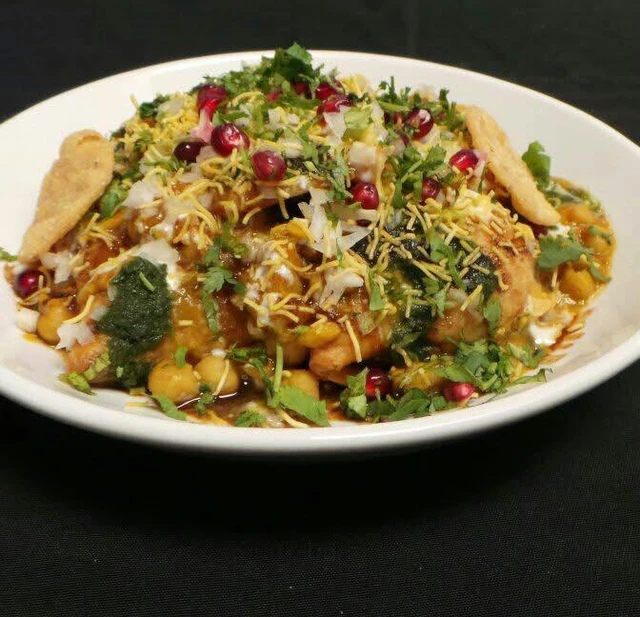 Samosa chana chaat street food at Hot Mug Cafe in West Edmonton, AB