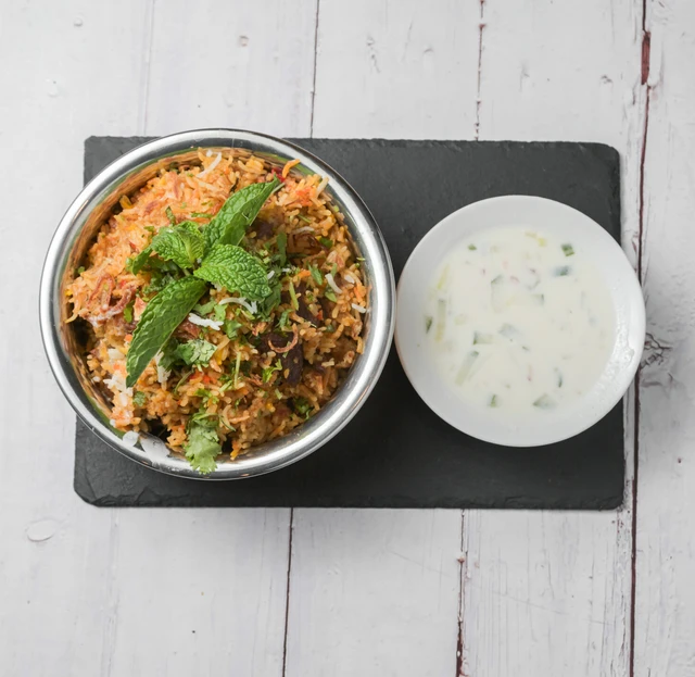 Fragrant Goat Biryani at Hot Mug Cafe, Indian restaurant in Edmonton T5T
